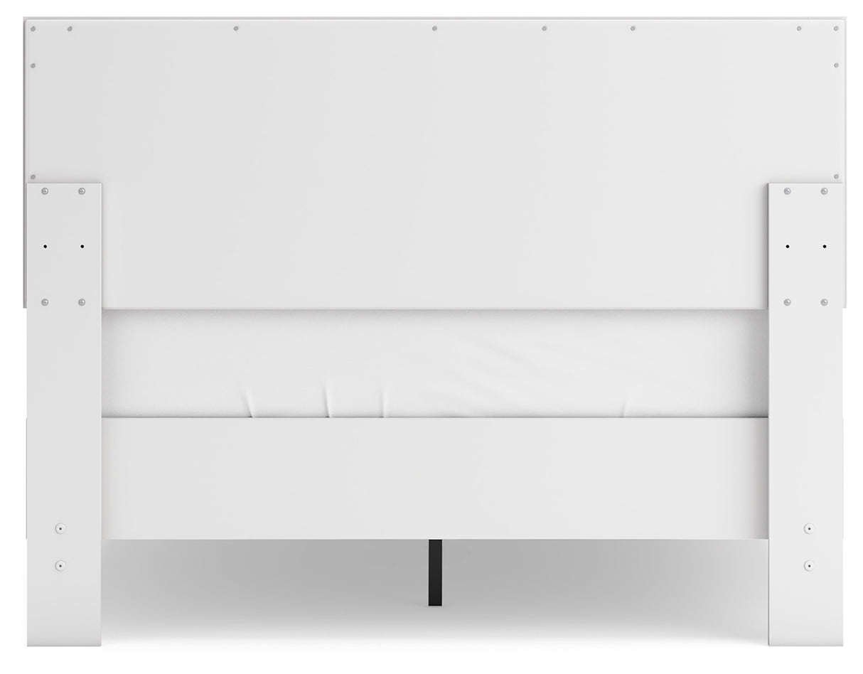 Hallityn Full Panel Headboard with Dresser and 2 Nightstands in White - PKG019033