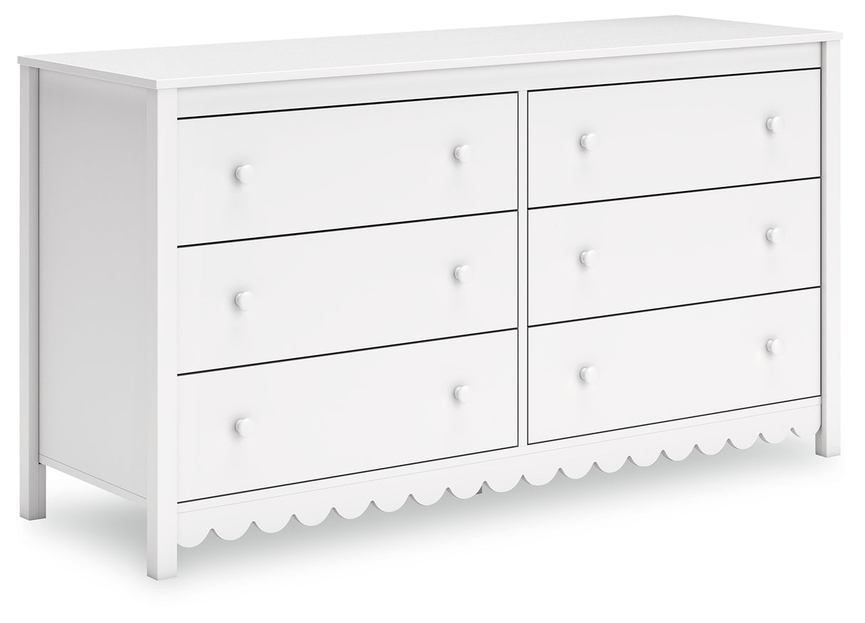 Hallityn Full Panel Headboard with Dresser and 2 Nightstands in White - PKG019033