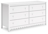 Hallityn Full Panel Headboard with Dresser and 2 Nightstands in White - PKG019033