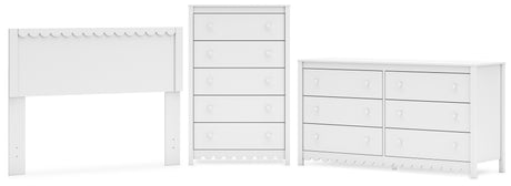 Hallityn Full Panel Headboard with Dresser and Chest in White from Ashley - Luna Furniture