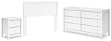 Hallityn Full Panel Headboard with Dresser and Nightstand in White - PKG018833