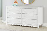 Hallityn Full Panel Headboard with Dresser, Chest and 2 Nightstands in White from Ashley - Luna Furniture