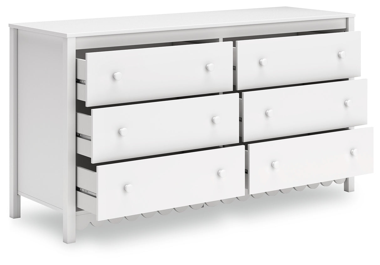 Hallityn Full Panel Headboard with Dresser, Chest and 2 Nightstands in White from Ashley - Luna Furniture