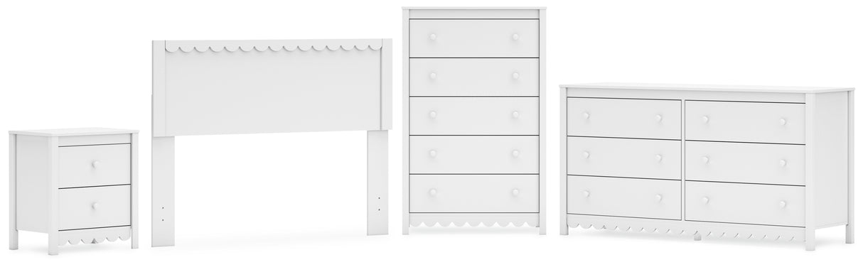 Hallityn Full Panel Headboard with Dresser, Chest and Nightstand in White from Ashley - Luna Furniture