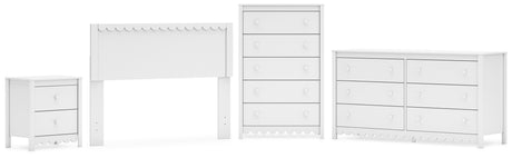 Hallityn Full Panel Headboard with Dresser, Chest and Nightstand in White from Ashley - Luna Furniture