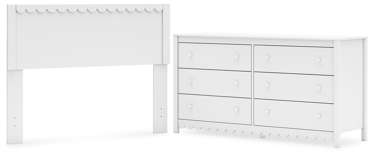 Hallityn Full Panel Headboard with Dresser in White from Ashley - Luna Furniture