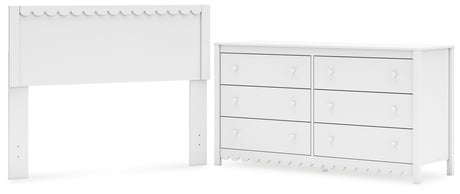 Hallityn Full Panel Headboard with Dresser in White from Ashley - Luna Furniture