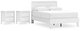 Hallityn Full Panel Platform Bed with 2 Nightstands in White from Ashley - Luna Furniture