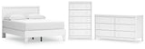 Hallityn Full Panel Platform Bed with Dresser and Chest in White - PKG018842