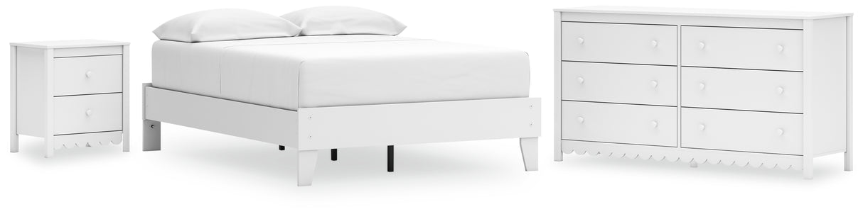 Hallityn Full Platform Bed with Dresser and Nightstand in White from Ashley - Luna Furniture