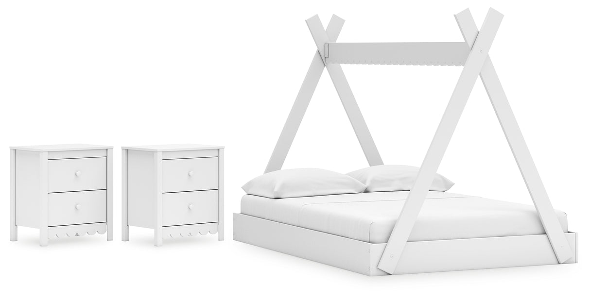 Hallityn Full Tent Bed with 2 Nightstands in White from Ashley - Luna Furniture