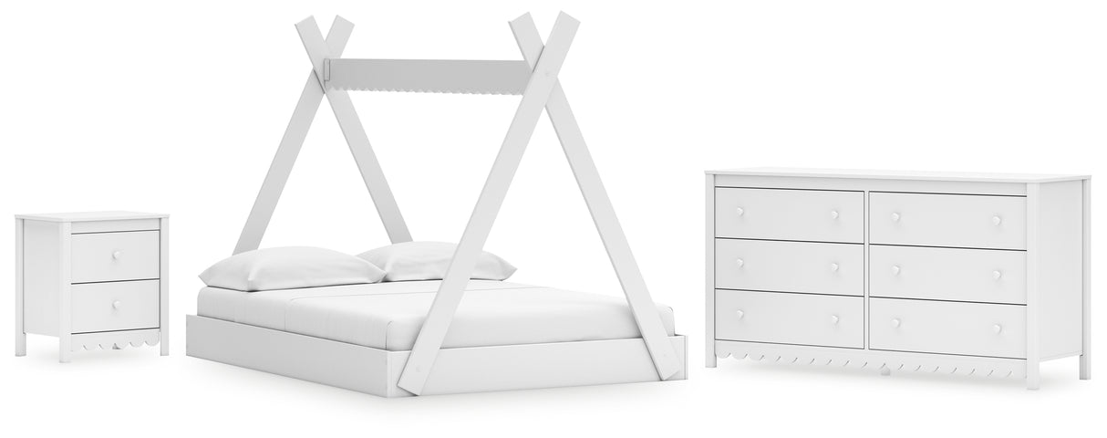 Hallityn Full Tent Bed with Dresser and Nightstand in White from Ashley - Luna Furniture