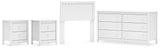 Hallityn Twin Panel Headboard with Dresser and 2 Nightstands in White - PKG019031