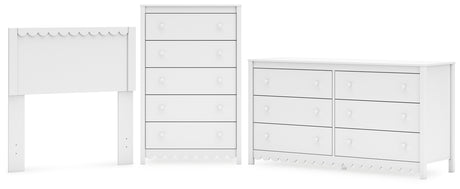 Hallityn Twin Panel Headboard with Dresser and Chest in White from Ashley - Luna Furniture