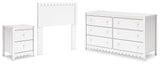 Hallityn Twin Panel Headboard with Dresser and Nightstand in White - PKG018829