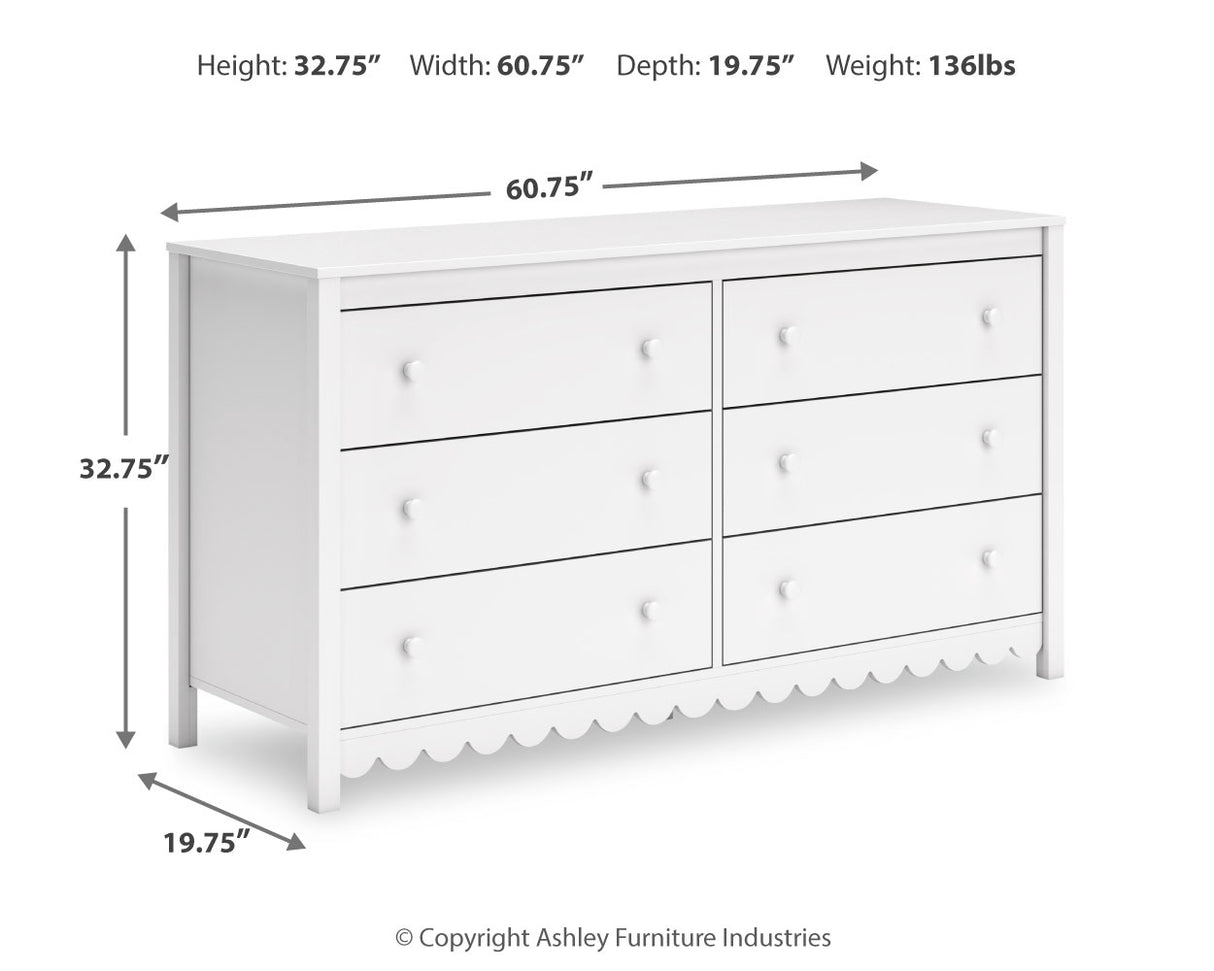 Hallityn Twin Panel Headboard with Dresser and Nightstand in White - PKG018829