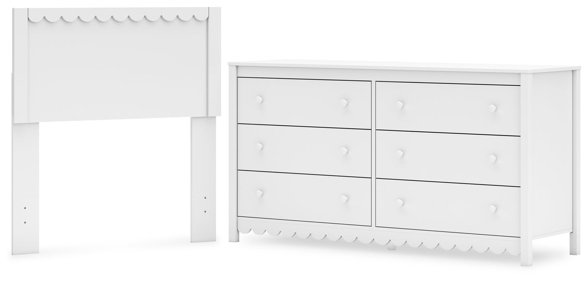 Hallityn Twin Panel Headboard with Dresser in White from Ashley - Luna Furniture