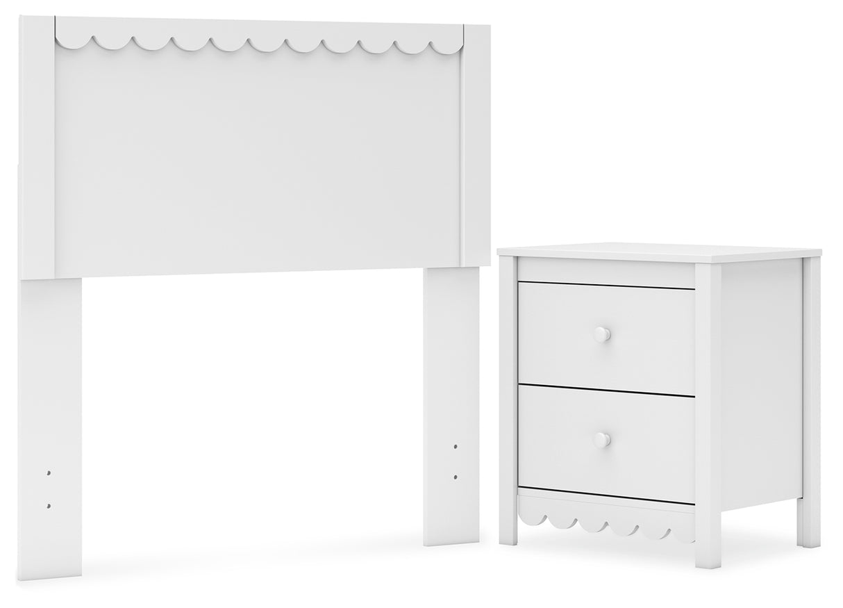 Hallityn Twin Panel Headboard with Nightstand in White from Ashley - Luna Furniture