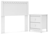 Hallityn Twin Panel Headboard with Nightstand in White from Ashley - Luna Furniture