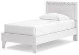 Hallityn Twin Panel Platform Bed with Dresser and 2 Nightstands in White - PKG019036