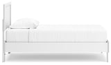 Hallityn Twin Panel Platform Bed with Dresser and 2 Nightstands in White - PKG019036