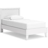 Hallityn Twin Panel Platform Bed with Dresser, Chest and Nightstand in White - PKG018839