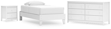 Hallityn Twin Platform Bed with Dresser and Nightstand in White from Ashley - Luna Furniture