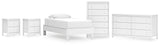 Hallityn Twin Platform Bed with Dresser, Chest and 2 Nightstands in White - PKG019022