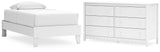 Hallityn Twin Platform Bed with Dresser in White - PKG018812