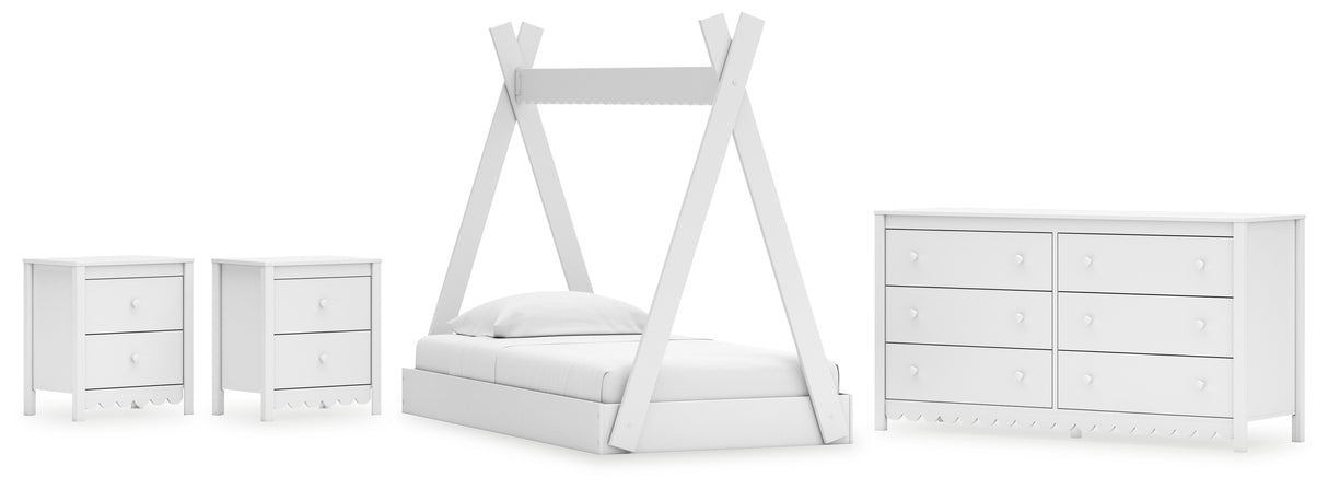 Hallityn Twin Tent Bed with Dresser and 2 Nightstands in White from Ashley - Luna Furniture