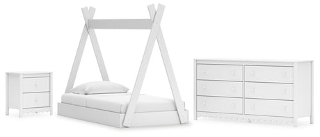 Hallityn Twin Tent Bed with Dresser and Nightstand in White from Ashley - Luna Furniture