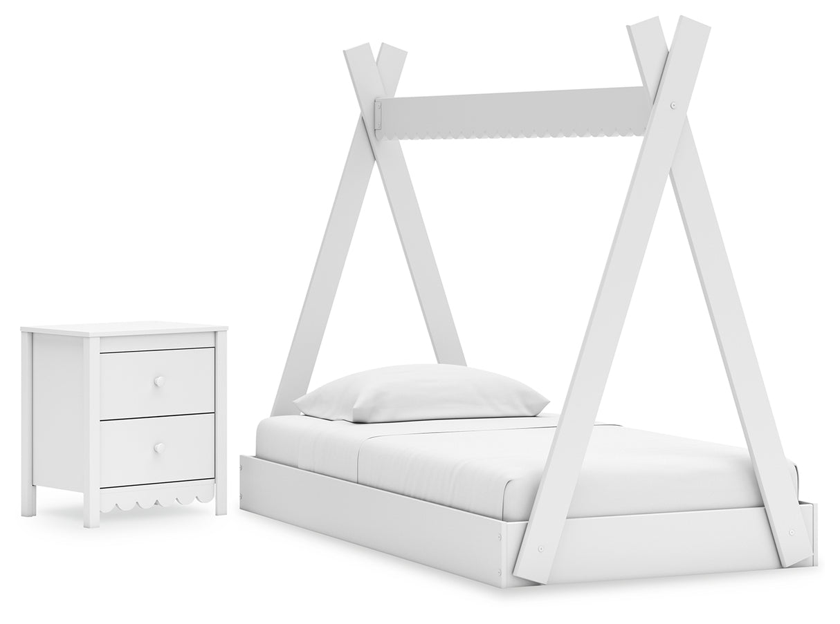 Hallityn Twin Tent Bed with Nightstand in White from Ashley - Luna Furniture