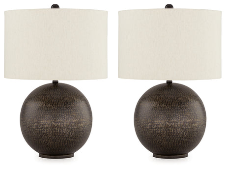 Hambell 2-Piece Table Lamp Set in Black/Gold Finish from Ashley - Luna Furniture