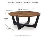 Hanneforth Coffee Table with 1 End Table in Brown/Black - PKG016516