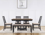 Harington 6-Piece Dining Set(Table,Bench & 4 Side Chairs) - SET | HO500T | HO600BN | HO500S(4)