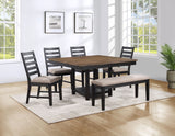 Harington 6-Piece Dining Set(Table,Bench & 4 Side Chairs) - SET | HO500T | HO600BN | HO500S(4)