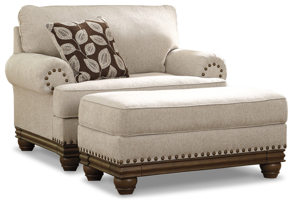 Harleson Chair and Ottoman in Wheat from Ashley - Luna Furniture