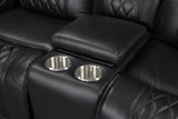 Harley Black Power - TOP GRAIN LEATHER Reclining Set - Harley Black Power 3PC