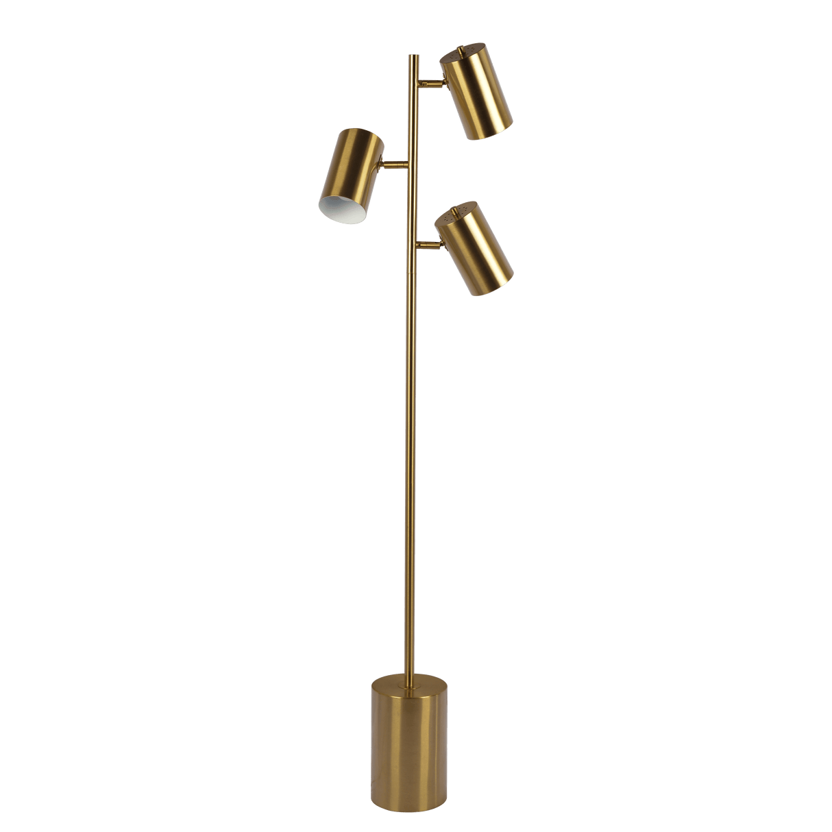 Harmony Brassed Gold Floor Lamp with Rotary Switch Triple Spots Metal Block Base - FLL03700701