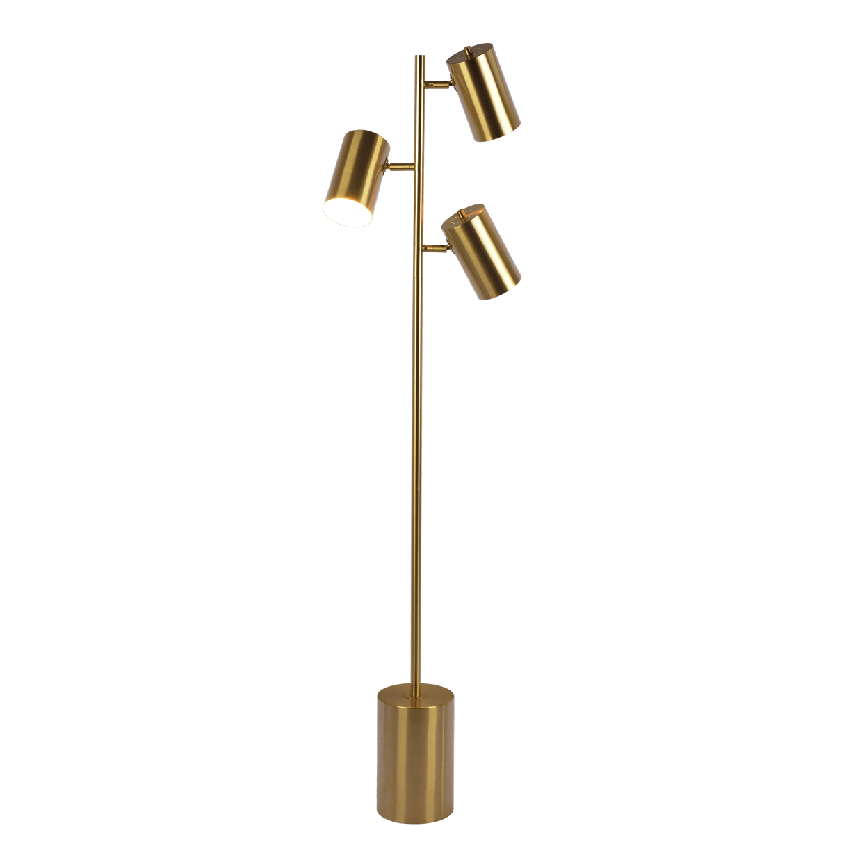 Harmony Brassed Gold Floor Lamp with Rotary Switch Triple Spots Metal Block Base - FLL03700701