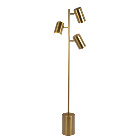 Harmony Brassed Gold Floor Lamp with Rotary Switch Triple Spots Metal Block Base - FLL03700701