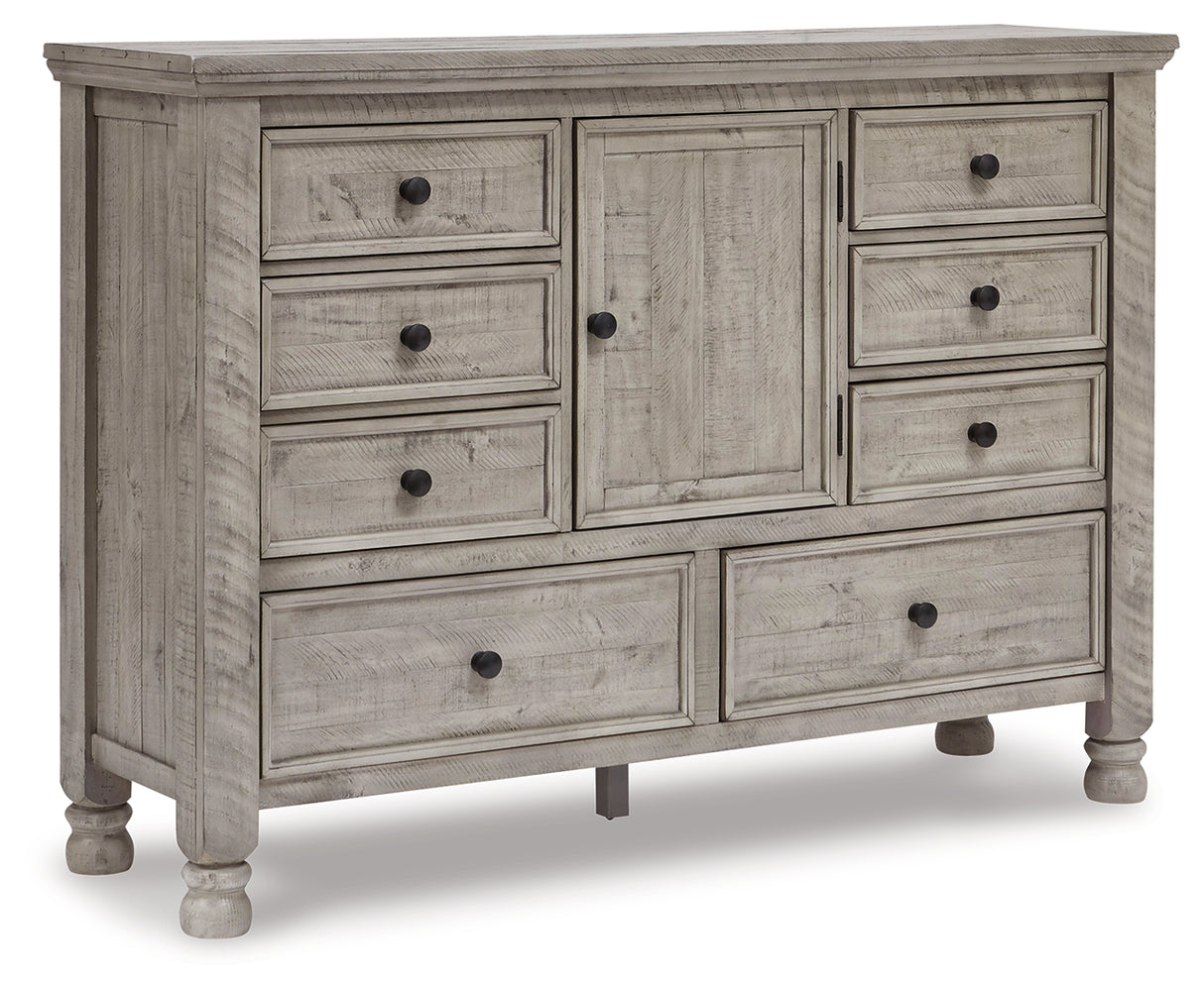 Harrastone Queen Panel Bed with Dresser in Gray from Ashley - Luna Furniture