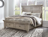 Harrastone Queen Panel Bed with Dresser in Gray from Ashley - Luna Furniture