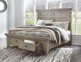 Harrastone Queen Panel Bed with Dresser in Gray from Ashley - Luna Furniture