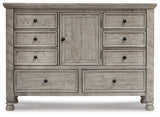 Harrastone Queen Panel Bed with Dresser in Gray from Ashley - Luna Furniture