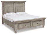 Harrastone Queen Panel Bed with Dresser in Gray from Ashley - Luna Furniture