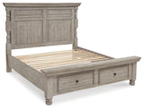 Harrastone Queen Panel Bed with Dresser in Gray from Ashley - Luna Furniture