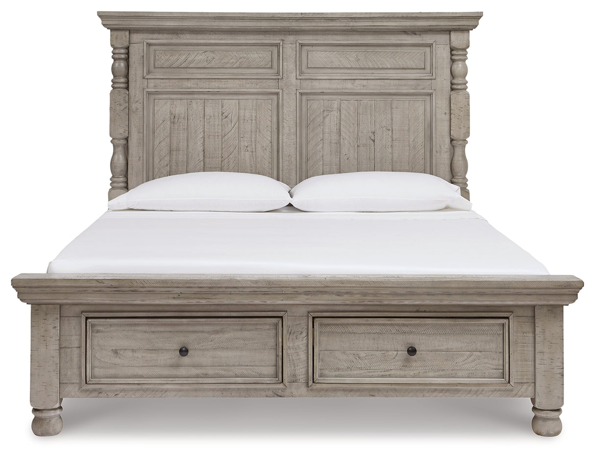 Harrastone Queen Panel Bed with Dresser in Gray from Ashley - Luna Furniture