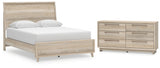 Hasbrick Queen Panel Bed with Dresser in Tan from Ashley - Luna Furniture