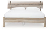 Hasbrick Queen Panel Bed with Mirrored Dresser in Tan from Ashley - Luna Furniture